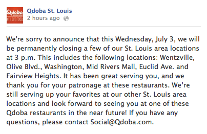 Qdoba Facebook post